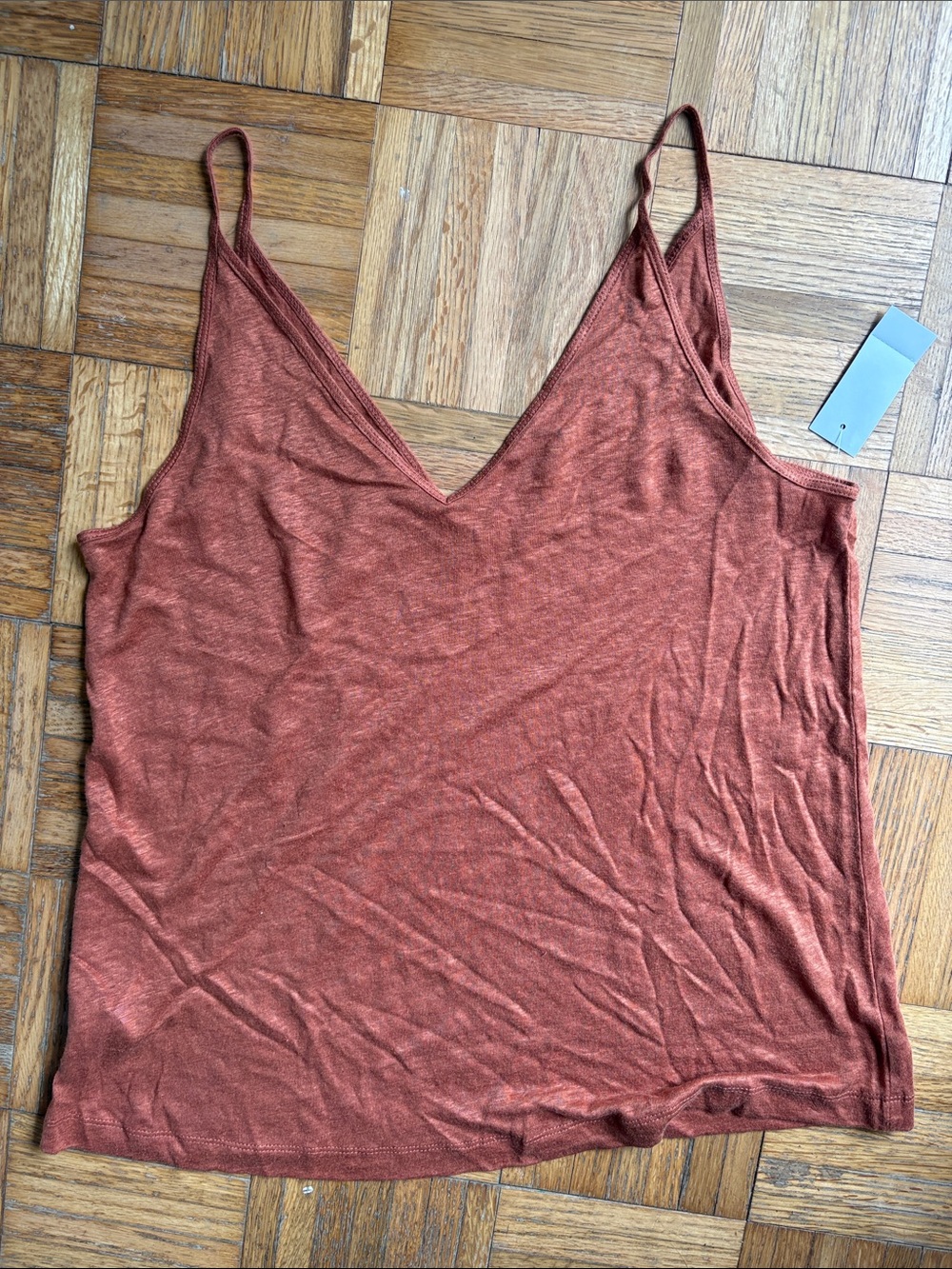 LOFT small linen Rusty Orange V-Neck Spaghetti Strap Camisole - Picture 3 of 5